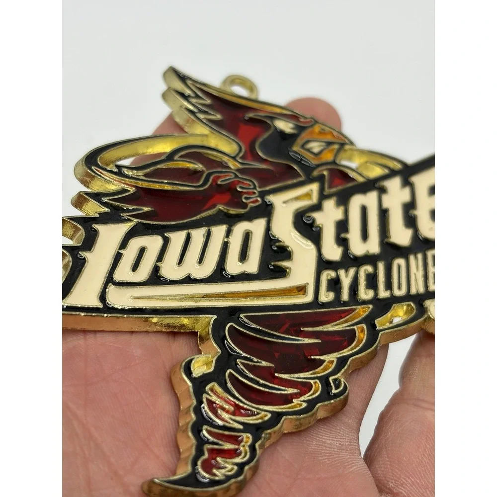 Iowa State Cyclones Cy Flat Metal Ornament Hanger Decal Red Gold 4
